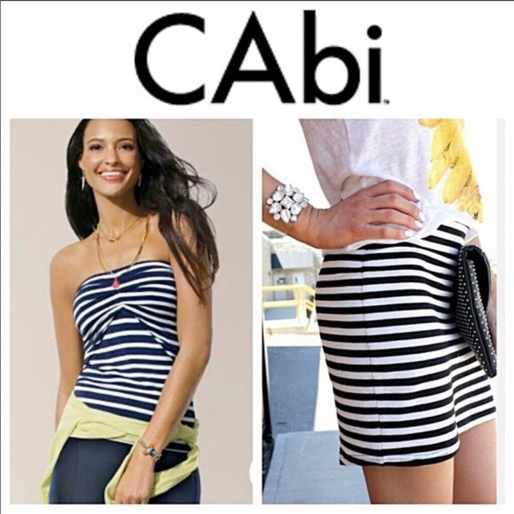 🦌CAbi #789 Navy/White Striped Blane Tube SZ XS